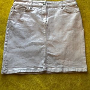 Ann Taylor White Denim Five Pocket Mini Skirt